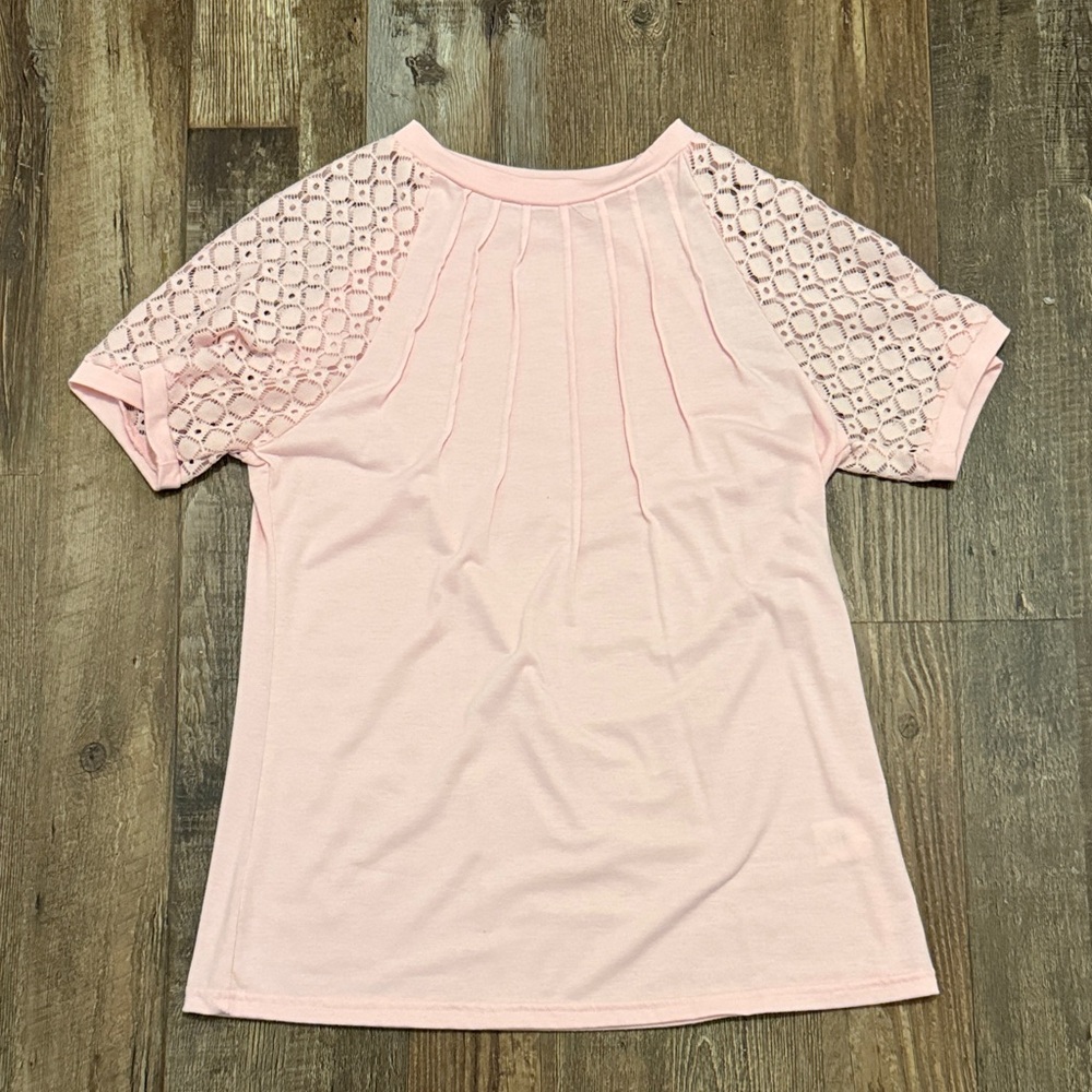 Pink Lace Sleeve Women’s T Shirt
